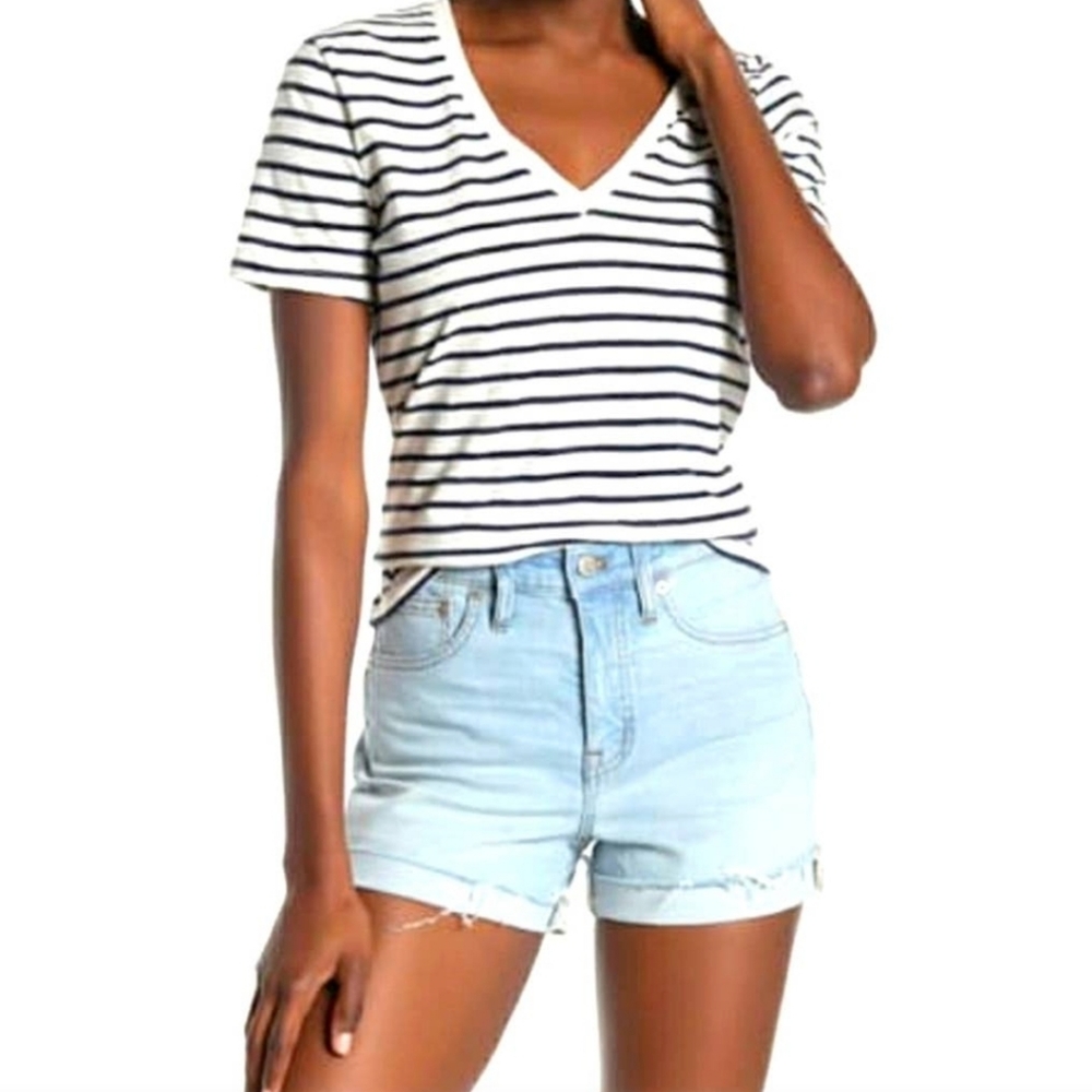 Madewell Theresa Striped V-Neck T-Shirt Medium